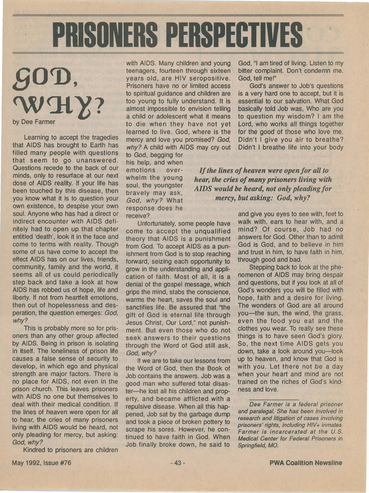 Download the full-sized PDF of Prisoners Perspectives: God, Why?