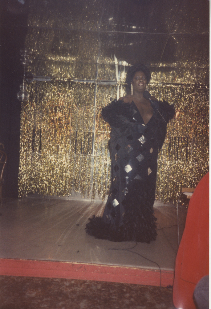 Download the full-sized image of Photograph of Person in Black Dress with Microphone