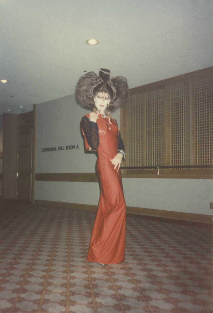 Download the full-sized image of Photograph of Person in Slim Red Dress and Big Hair