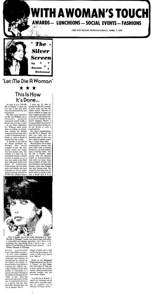 Download the full-sized image of The Silver Screen: 'Let Me Die A Woman'