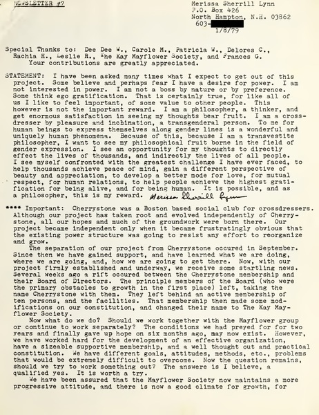 Download the full-sized image of The TV-TS Tapestry Newsletter #7 (January 8, 1979)