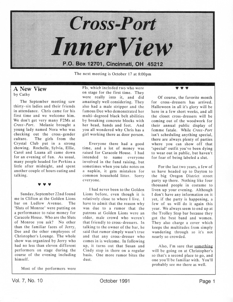 Download the full-sized PDF of Cross-Port InnerView, Vol. 7 No. 10 (October, 1991)
