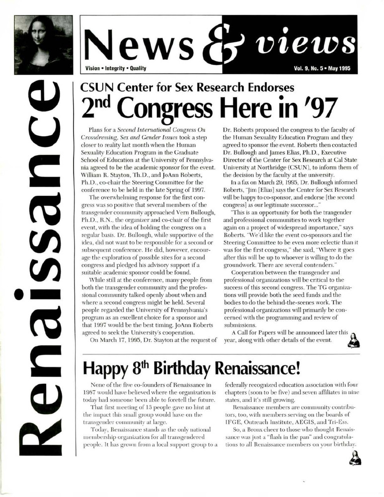 Download the full-sized PDF of Renaissance News & Views, Vol. 9 No. 5 (May 1995)