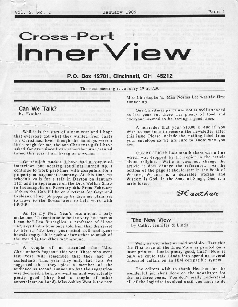 Download the full-sized PDF of Cross-Port InnerView, Vol. 5 No. 1 (January, 1989)