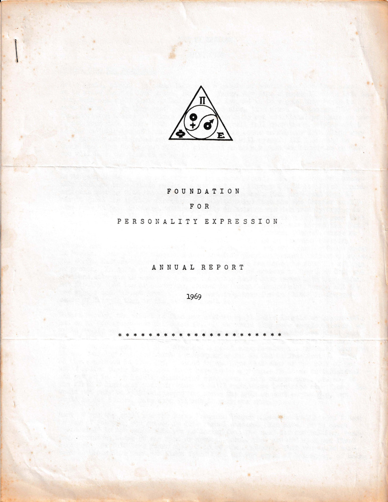 Download the full-sized PDF of Foundation for Personality Expression Annual Report 1969