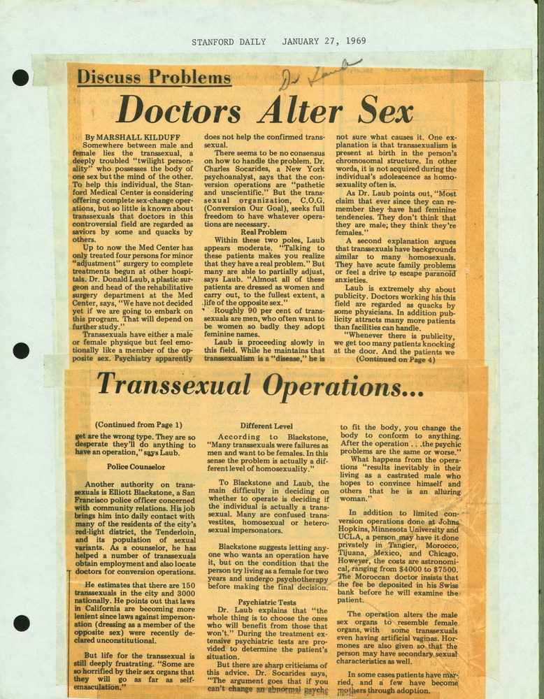 Download the full-sized PDF of Discuss Problems: Doctors Alter Sex