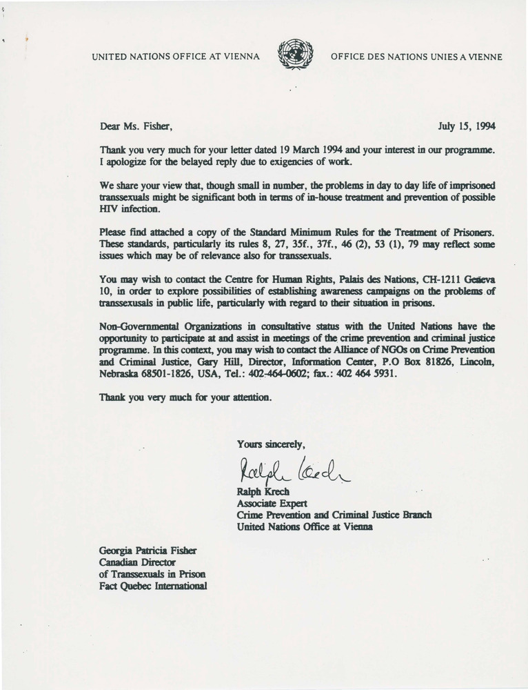 Download the full-sized PDF of Letter from Ralph Krech to Georgia Patricia Fisher