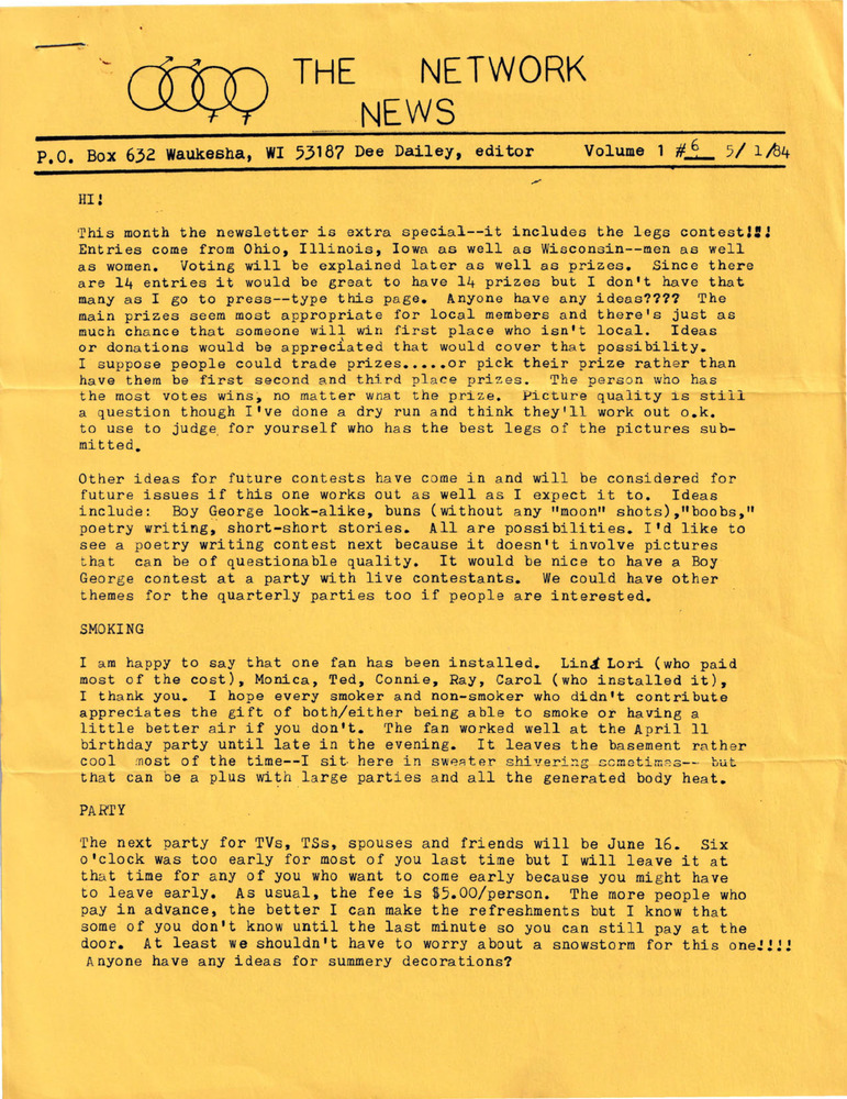 Download the full-sized PDF of The Network News, Vol.1 No.6 (May, 1984)