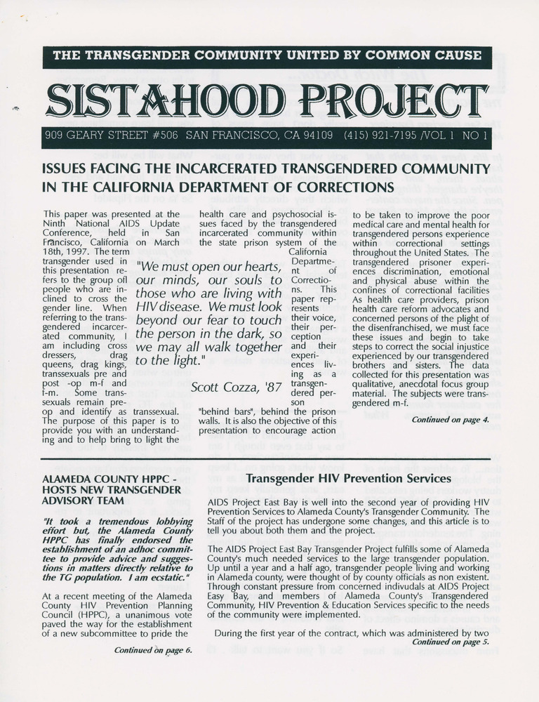 Download the full-sized PDF of Sistahood Project Vol. 1, No. 1