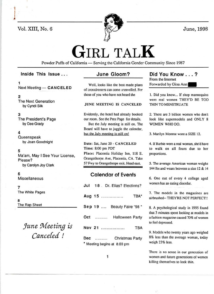 Download the full-sized PDF of Girl Talk, Vol. 13 No. 6 (June, 1998)