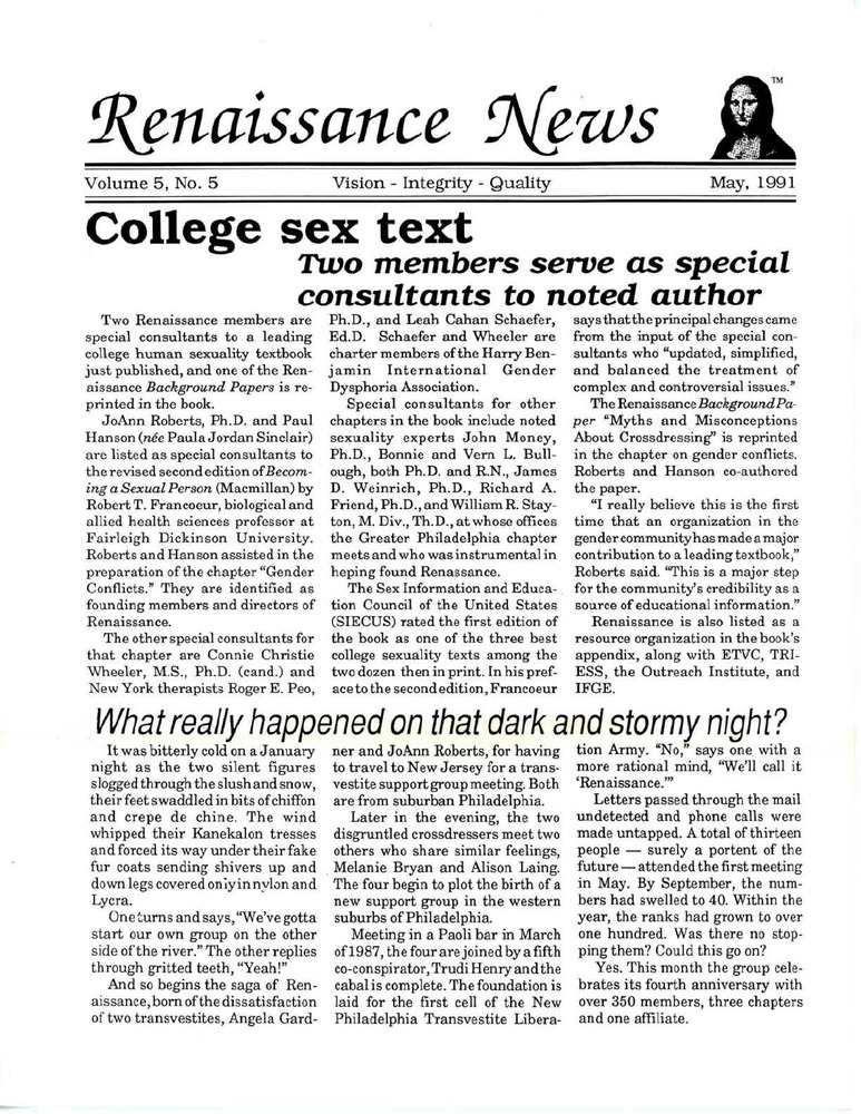 Download the full-sized PDF of Renaissance News, Vol. 5 No. 5 (May 1991)