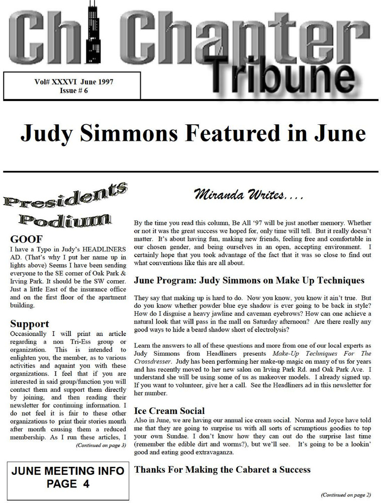 Download the full-sized PDF of Chi Chapter Tribune Vol. 36 Iss. 06 (June, 1997)