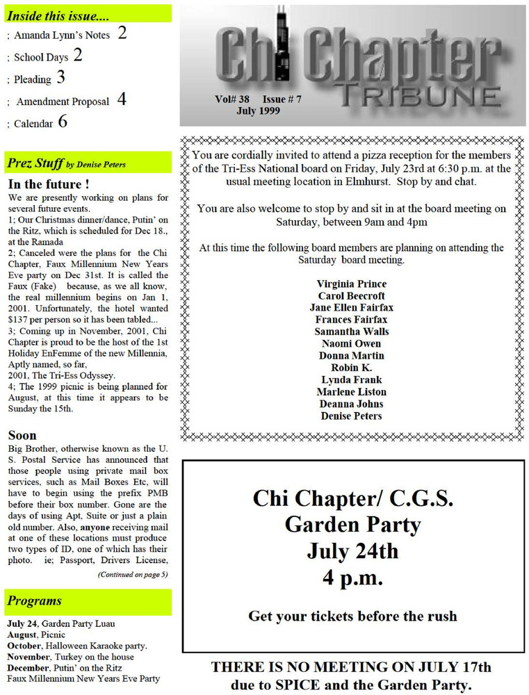 Download the full-sized PDF of Chi Chapter Tribune Vol. 38 Iss. 07 (July, 1999)