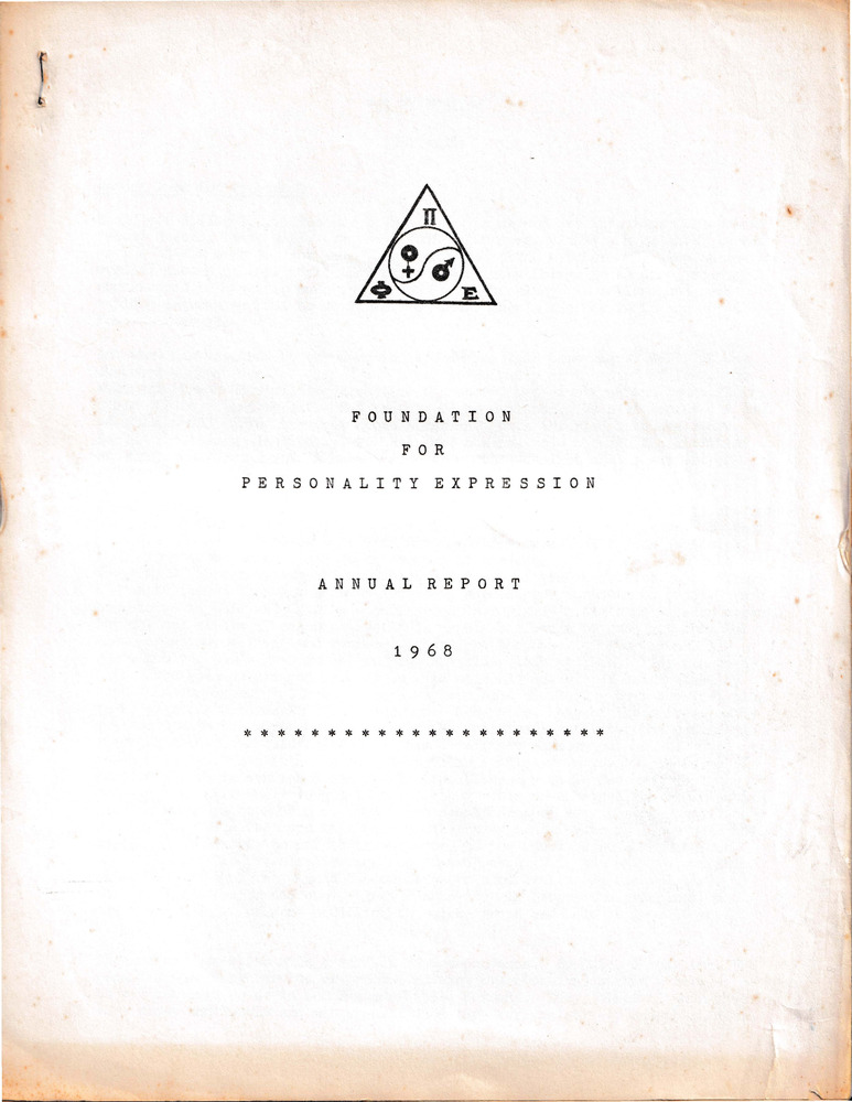 Download the full-sized PDF of Foundation for Personality Expression Annual Report 1968