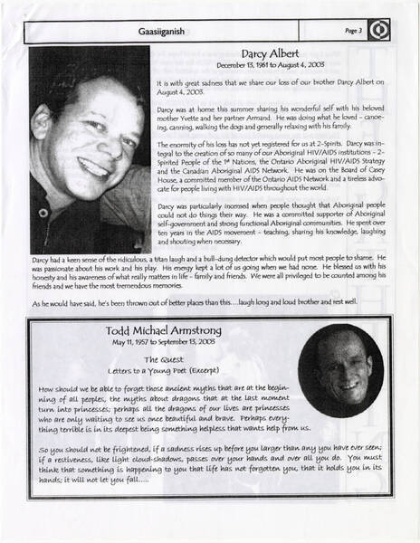 Download the full-sized image of 2-Spirited People of the 1st Nations Newsletter, Gaasiiganish, 2003