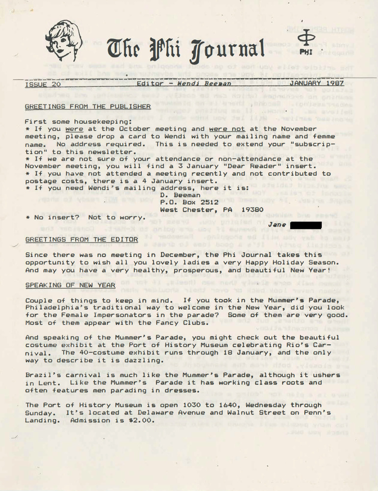 Download the full-sized PDF of The Phi Journal, Iss. 20 (January, 1987)