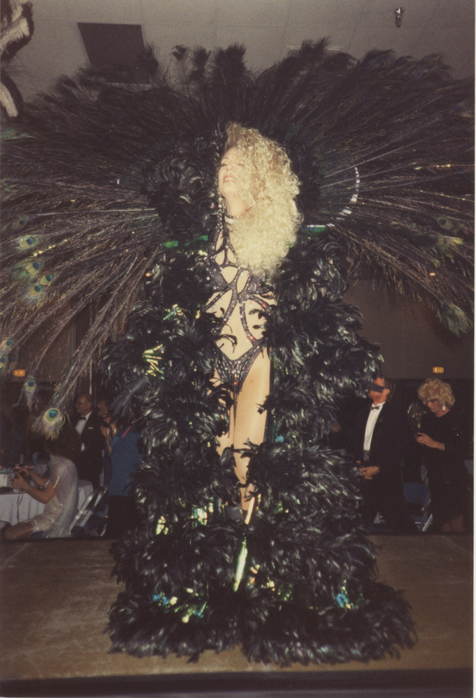 Download the full-sized image of Photograph of Full Body Shot of Person in Peacock Outfit