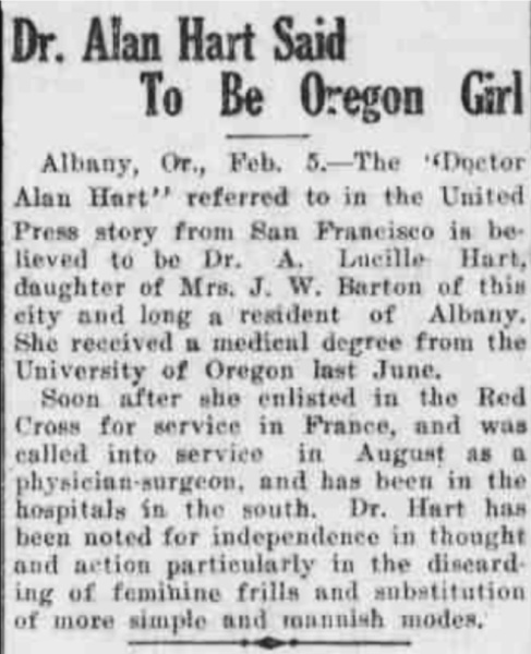 Download the full-sized image of "Dr. Alan Hart Said To Be Oregon Girl"