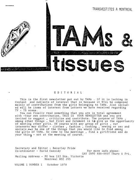 Download the full-sized image of TAMs & Tissues Vol. 1, No. 1 (October 1979)