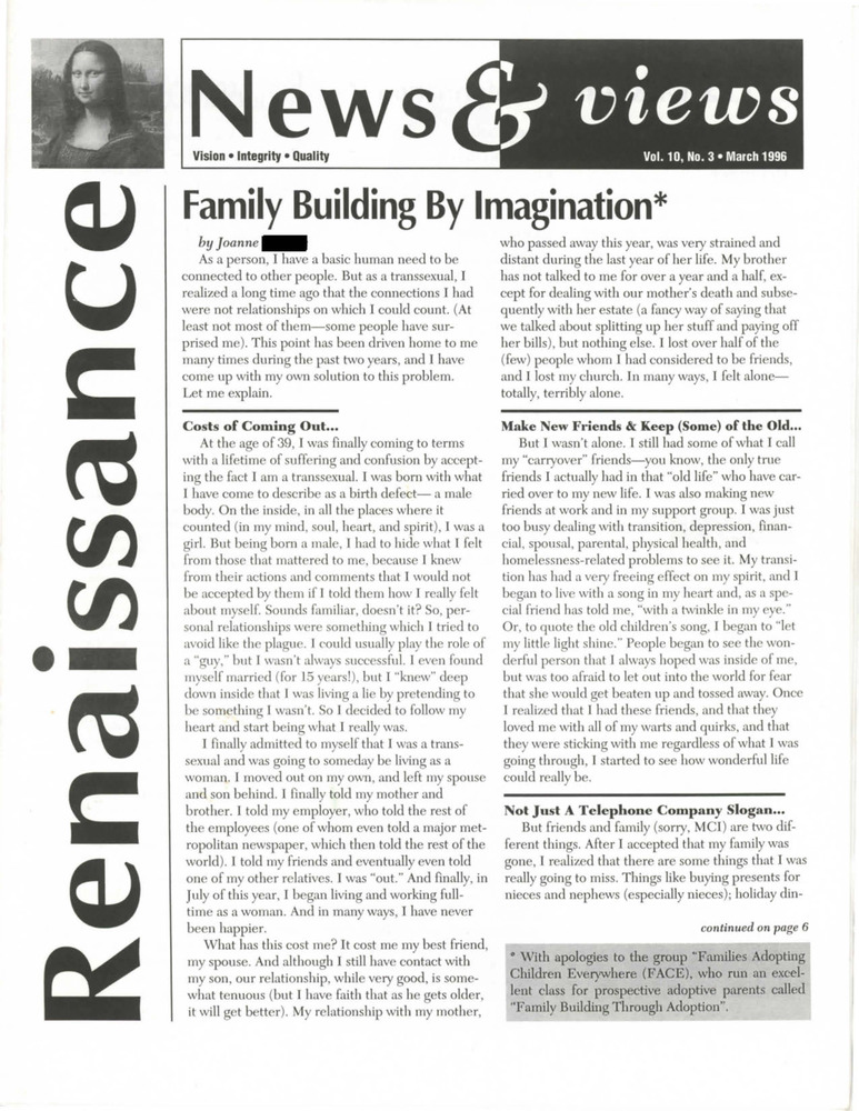 Download the full-sized PDF of Renaissance News & Views, Vol. 10 No. 3 (March 1996)