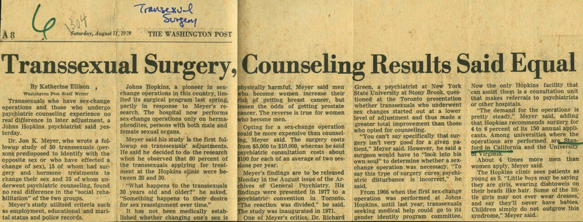 Download the full-sized PDF of Transsexual Surgery, Counseling Results Said Equal
