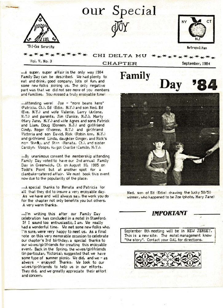 Download the full-sized PDF of Our Special Joy (Vol. 5 No. 3 September, 1984)