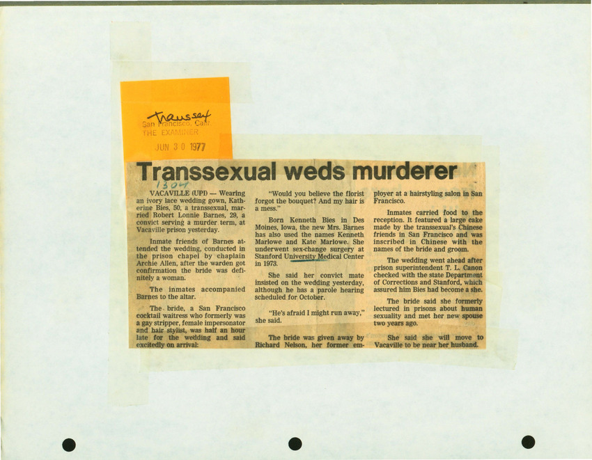 Download the full-sized PDF of Transsexual Weds Murderer