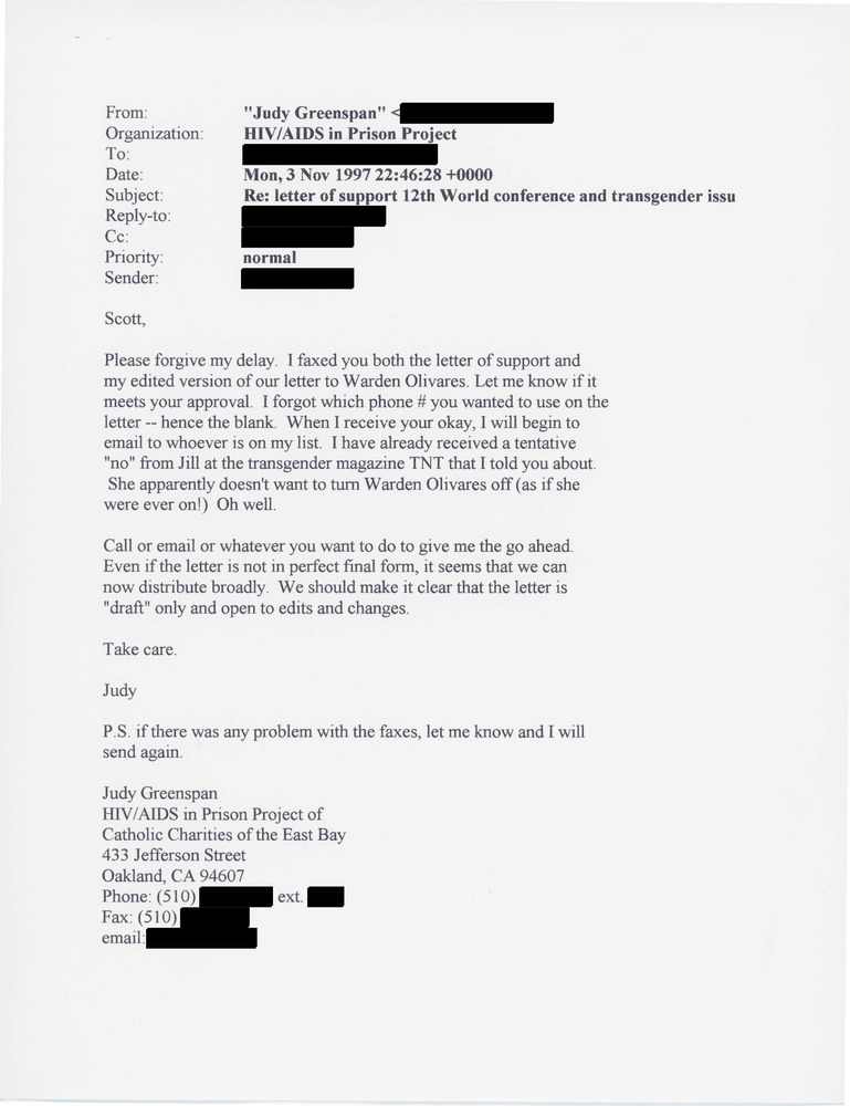 Download the full-sized PDF of Re: Letter of Support 12th World Conference and Transgender Issue
