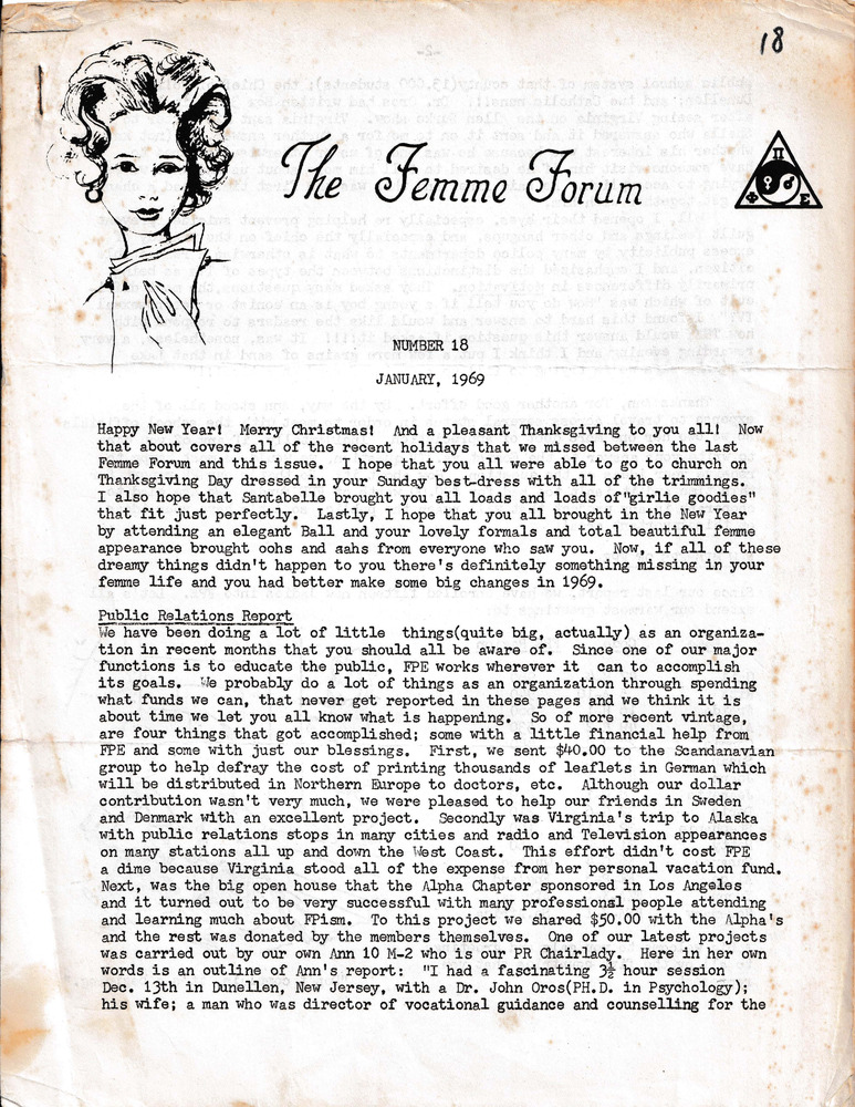 Download the full-sized PDF of The Femme Forum, No.18 (January, 1969)