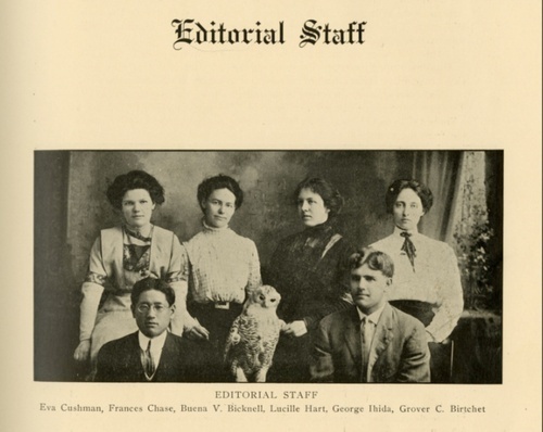 Download the full-sized image of Alan Hart with college yearbook staff