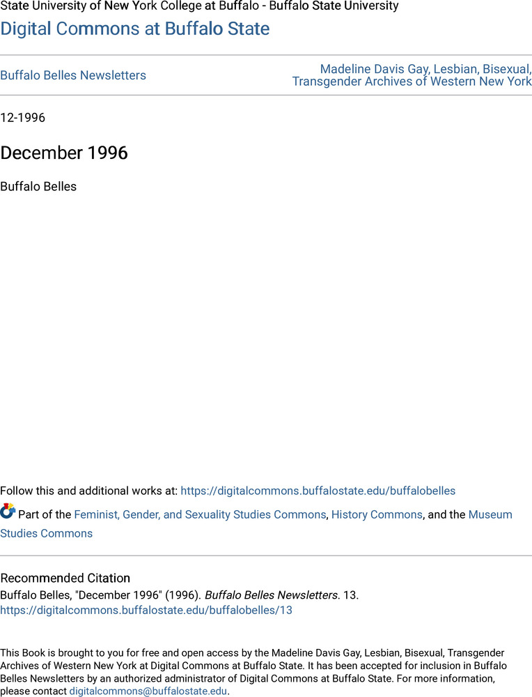 Download the full-sized PDF of Buffalo Belles Vol. 5 No. 12 (December, 1996)