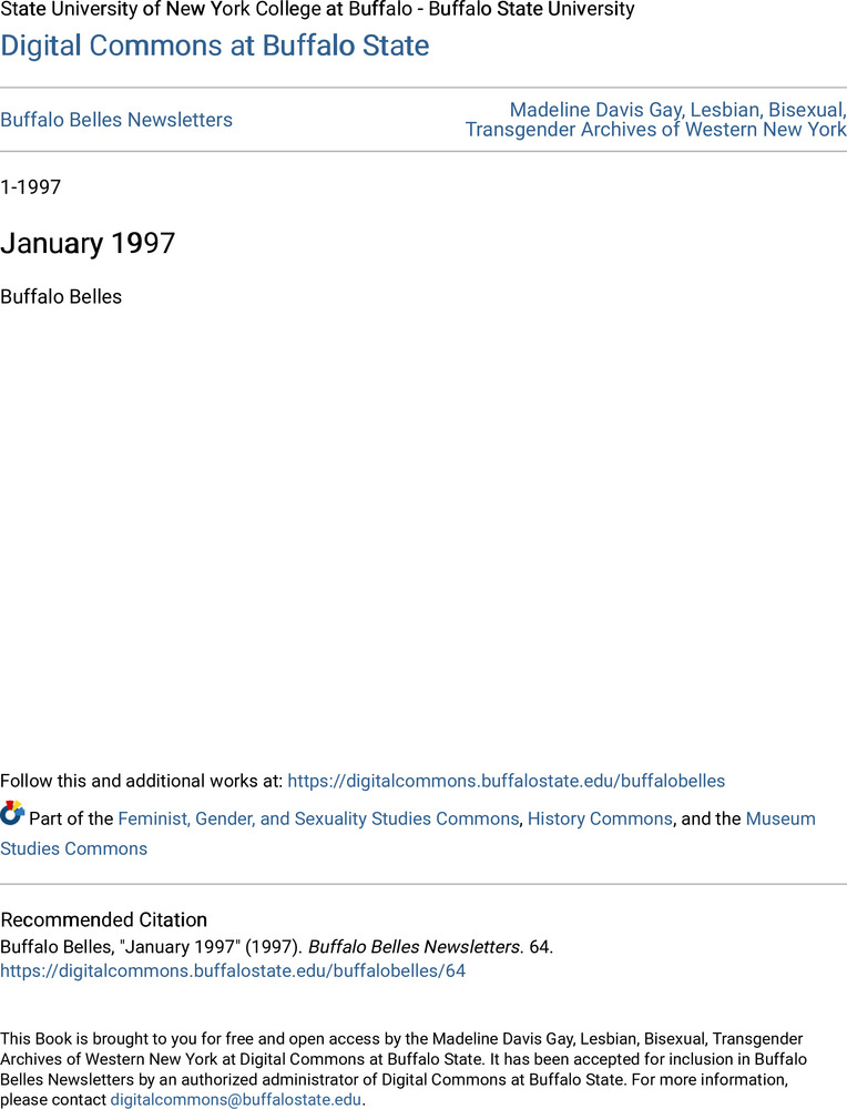 Download the full-sized PDF of Buffalo Belles Vol. 6 No. 1 (January, 1997)