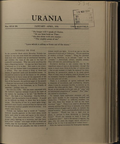 Download the full-sized image of Urania, Nos. 103-108 (1934)