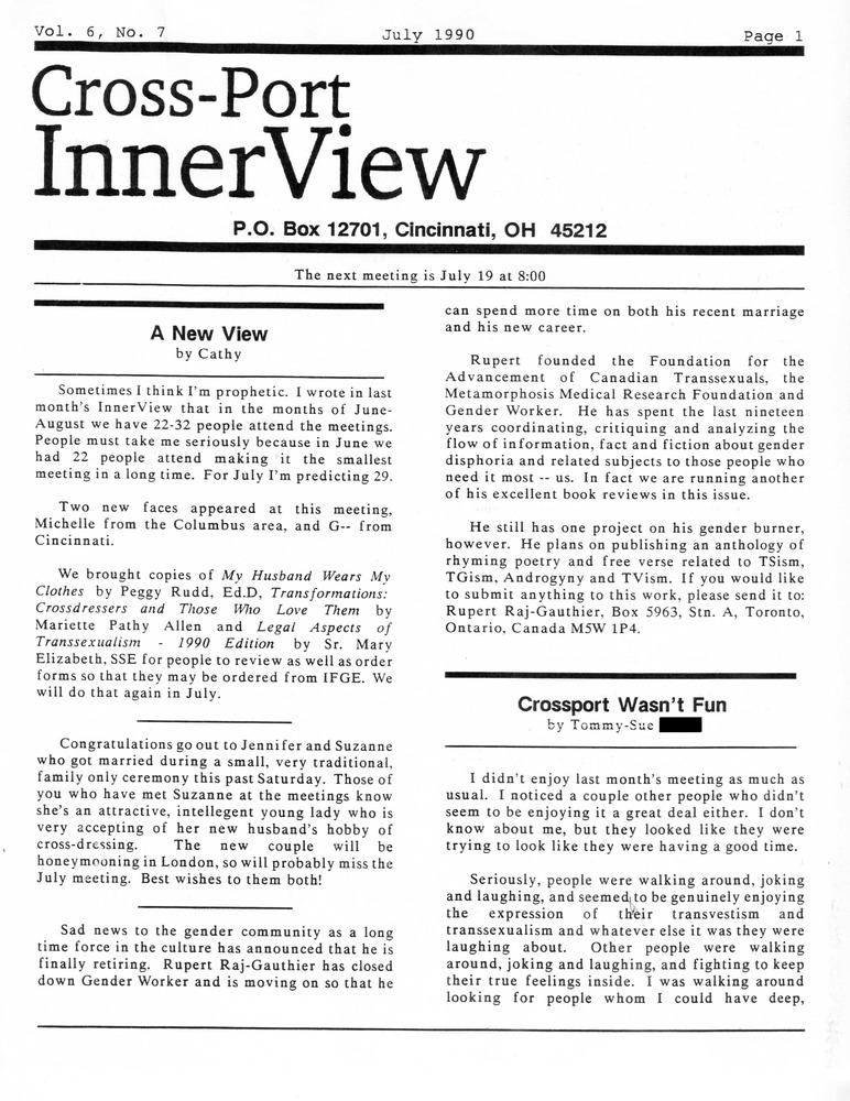 Download the full-sized PDF of Cross-Port InnerView, Vol. 6 No. 7 (July, 1990)