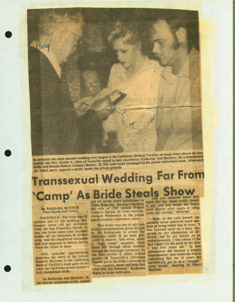 Download the full-sized PDF of Transsexual Wedding Far from 'Camp' As Bride Steals Show
