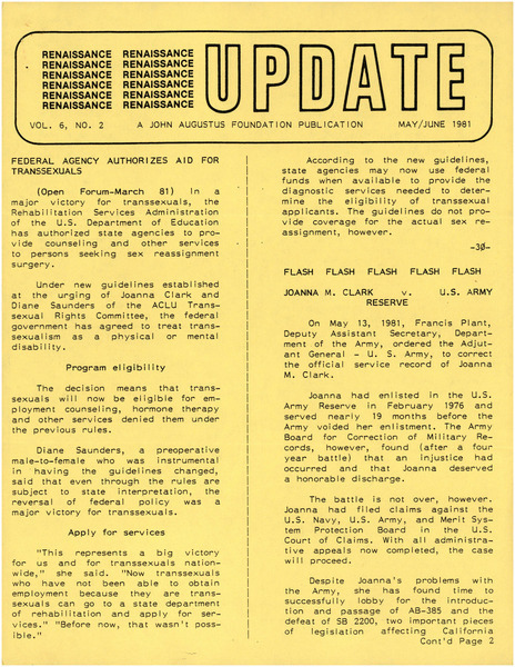 Download the full-sized image of Renaissance Update, Vol. 6, No. 2