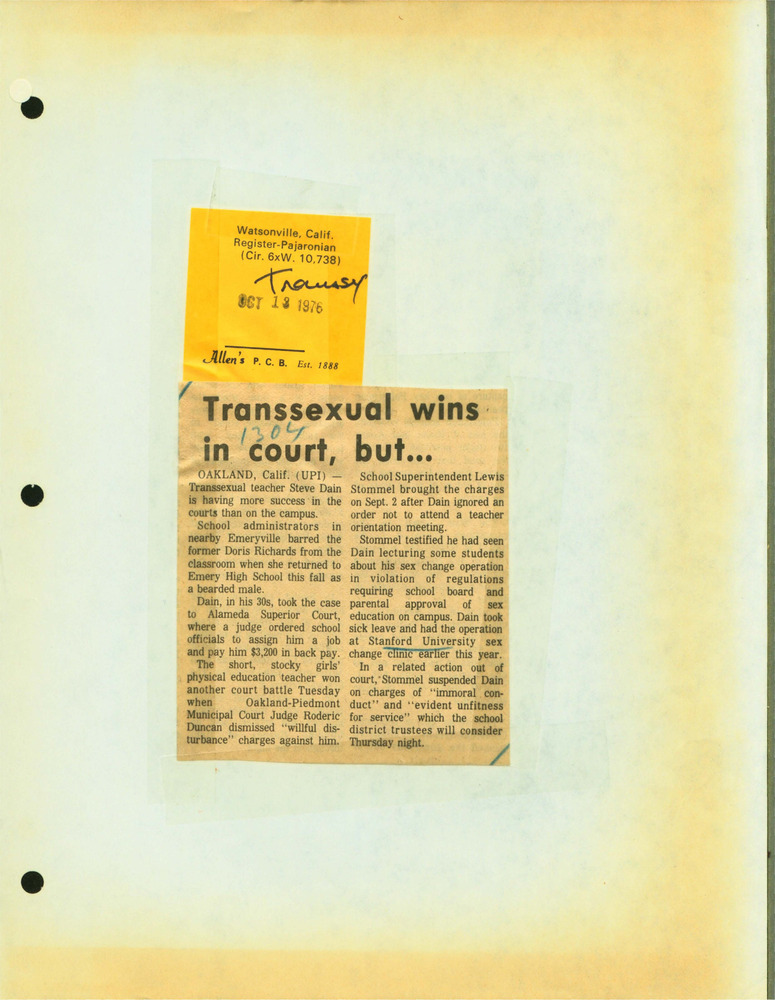 Download the full-sized PDF of Transsexual Wins in Court, But…