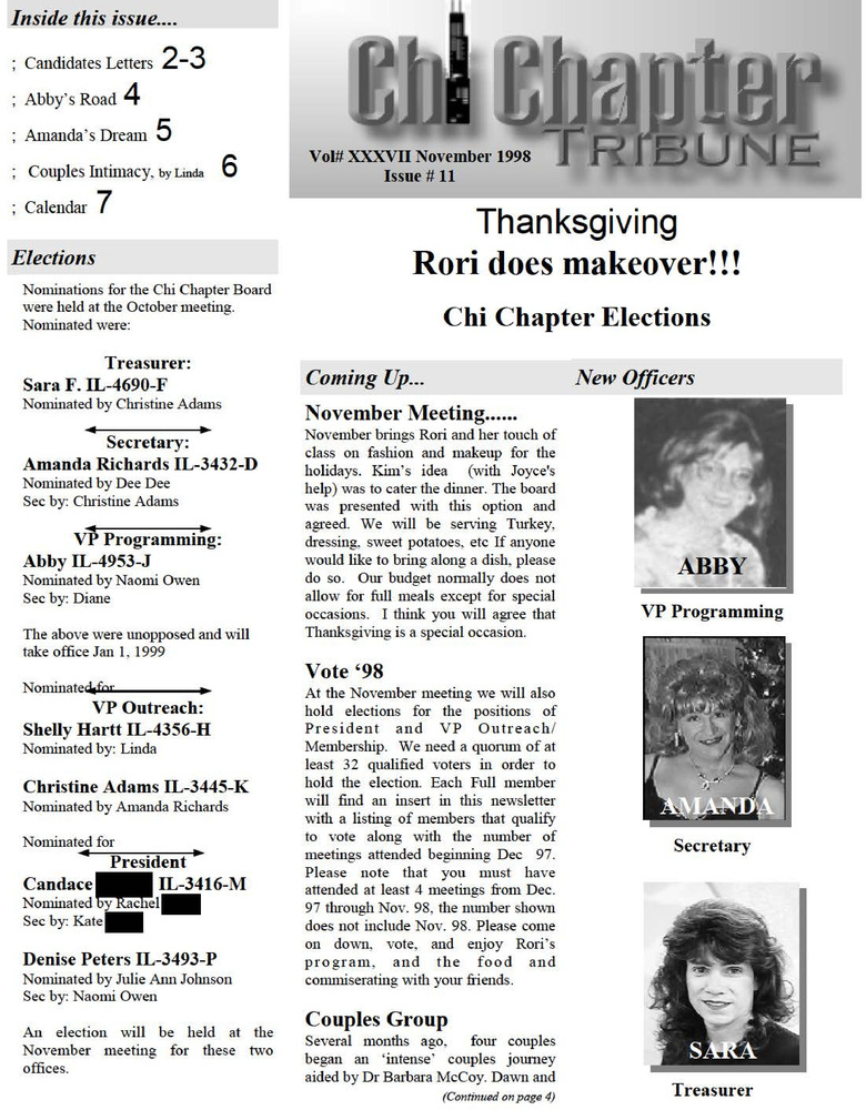 Download the full-sized PDF of Chi Chapter Tribune Vol. 37 Iss. 11 (November, 1998)
