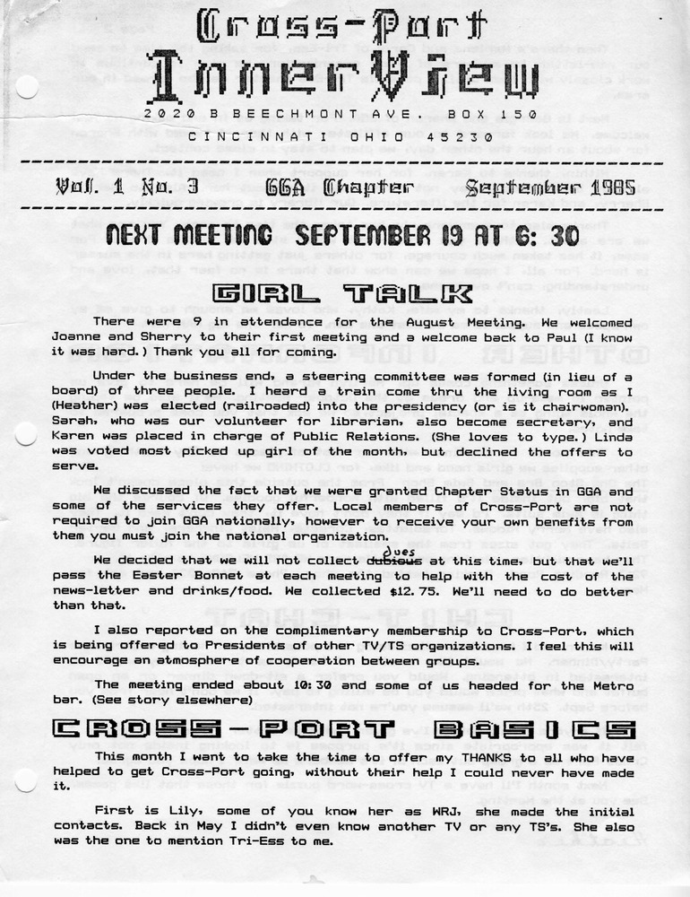 Download the full-sized PDF of Cross-Port InnerView, Vol. 1 No. 3 (September, 1985)