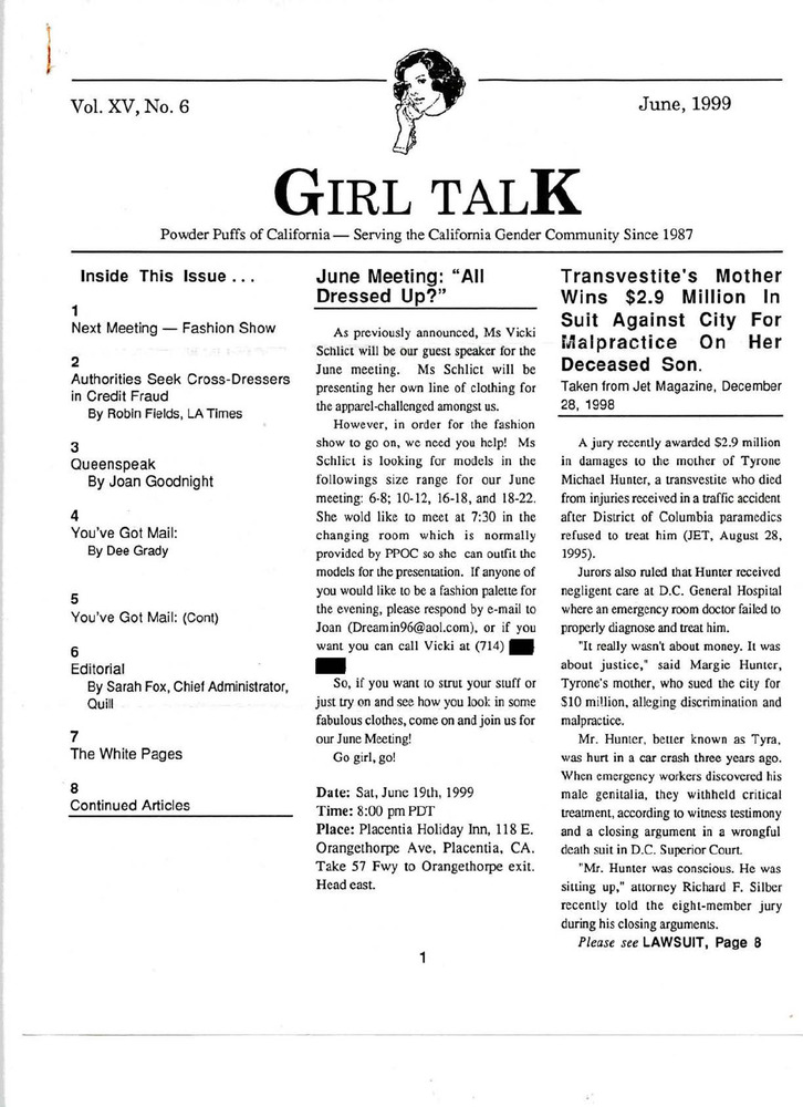 Download the full-sized PDF of Girl Talk, Vol. 15 No. 6 (June, 1999)