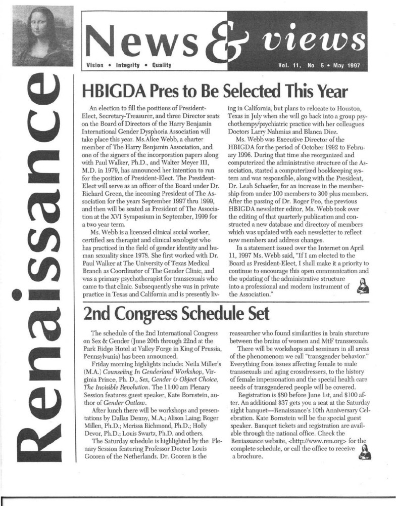 Download the full-sized PDF of Renaissance News & Views Vol. 11, No. 5 (May, 1997)