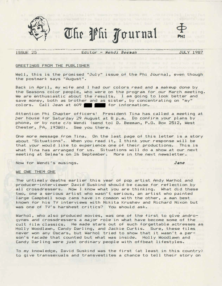 Download the full-sized PDF of The Phi Journal, Iss. 25 (July, 1987)