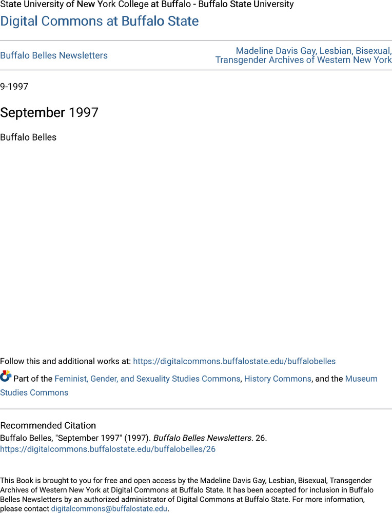 Download the full-sized PDF of Buffalo Belles Vol. 6 No. 9 (September 1997)