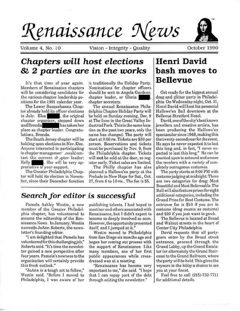 Download the full-sized PDF of Renaissance News, Vol. 4 No. 10 (October 1990)