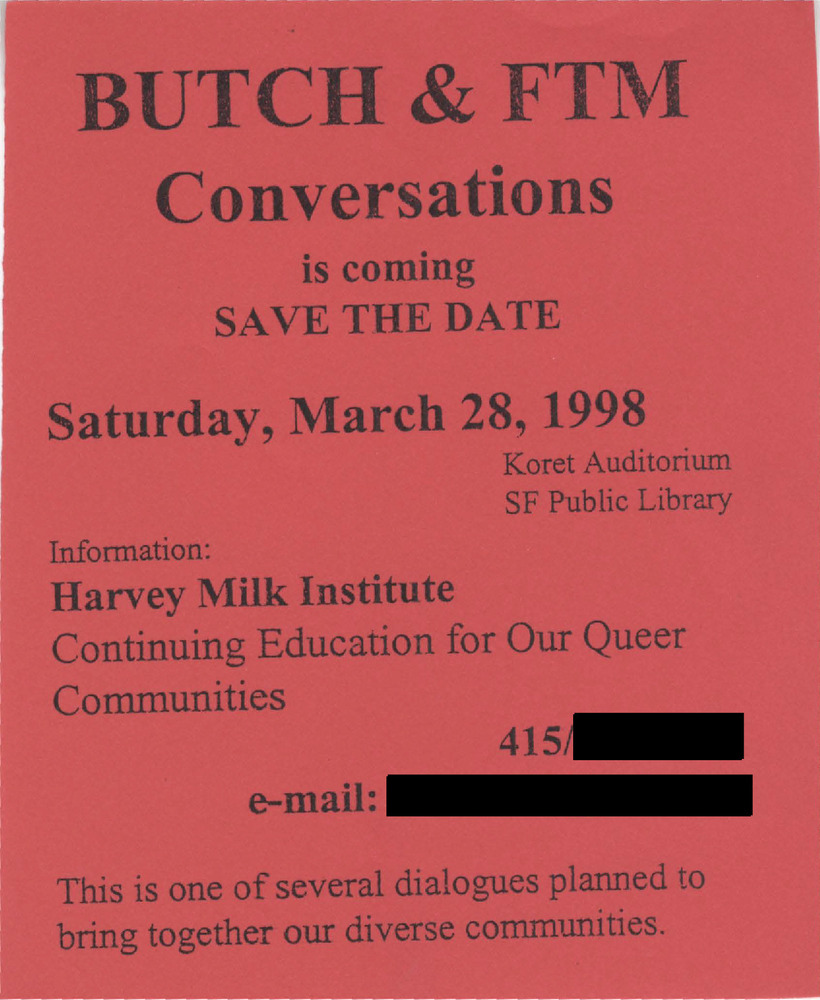 Download the full-sized PDF of Butch & FTM Conversations flier