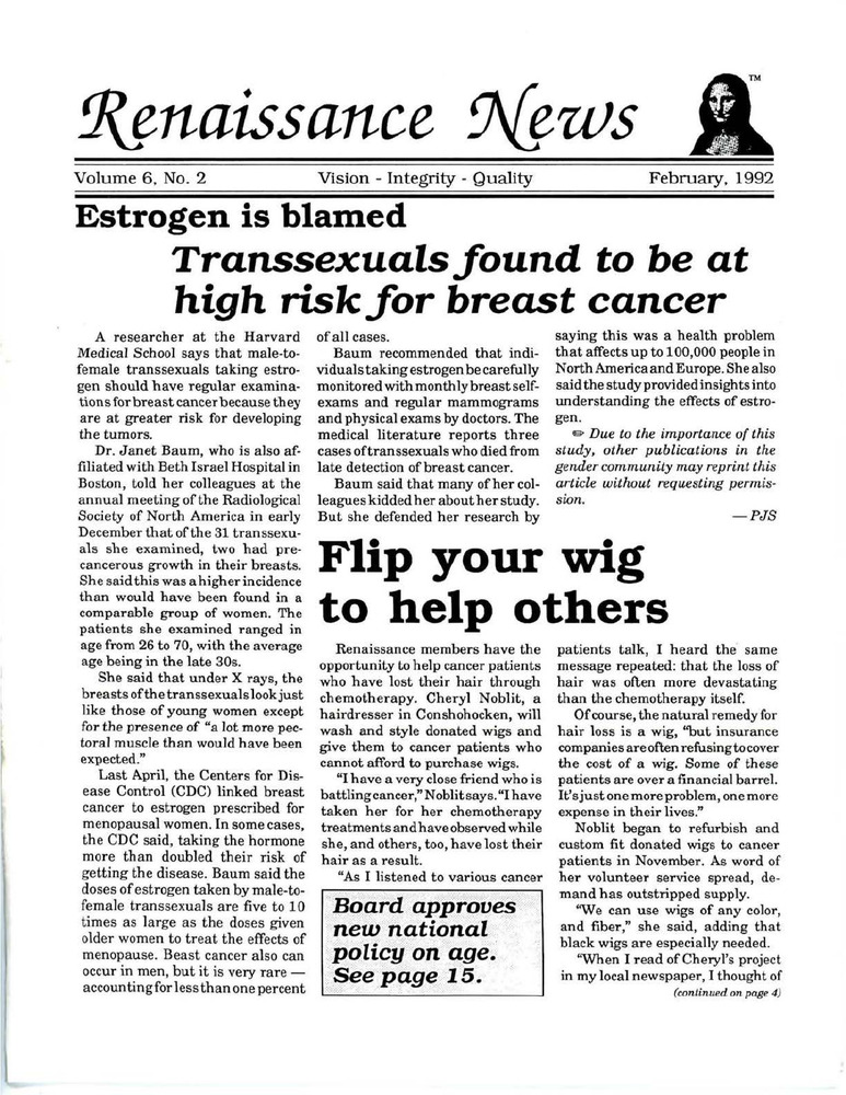 Download the full-sized PDF of Renaissance News, Vol. 6 No. 2 (February 1992)