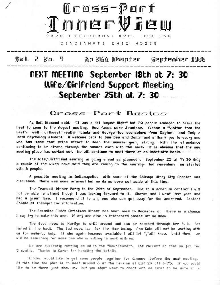 Download the full-sized PDF of Cross-Port InnerView, Vol. 2 No. 9 (September, 1986)