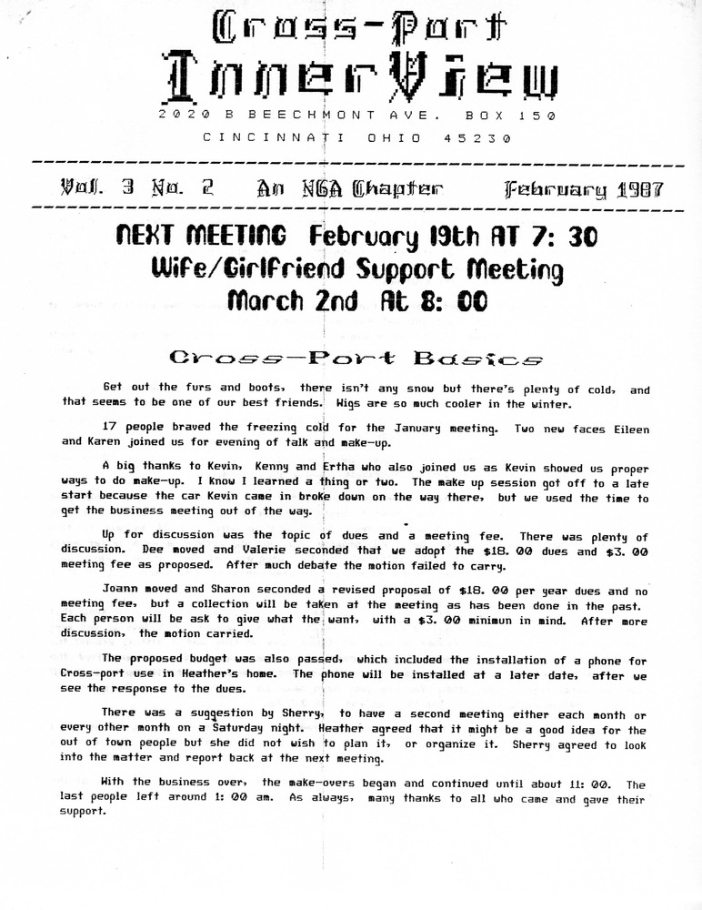 Download the full-sized PDF of Cross-Port InnerView, Vol. 3 No. 2 (February, 1987)