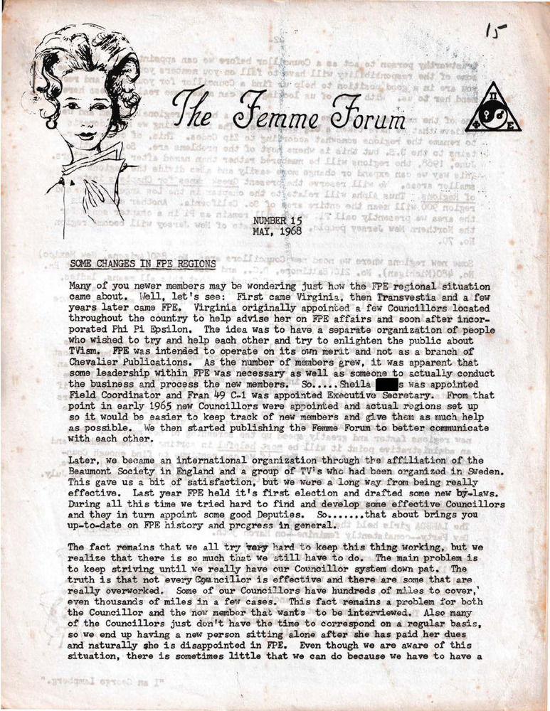 Download the full-sized PDF of The Femme Forum, No. 15 (May, 1968)