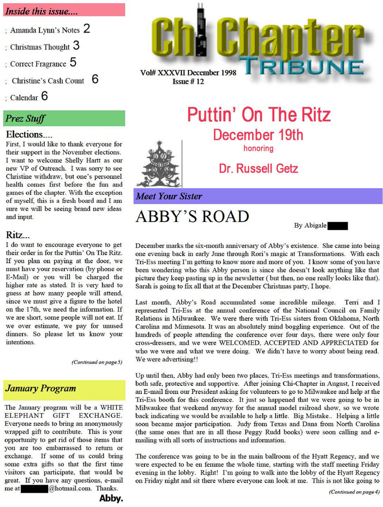 Download the full-sized PDF of Chi Chapter Tribune Vol. 37 Iss. 12 (December 1998)
